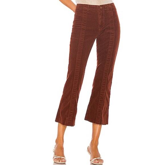 AG JEANS X Revolve Panelled Corduroy Quinne Crop Rich Crimson Size 24 NWOT - Picture 1 of 10